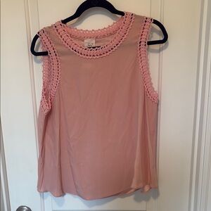 Cinq a Sept Pink Blouse with Crochet Trim